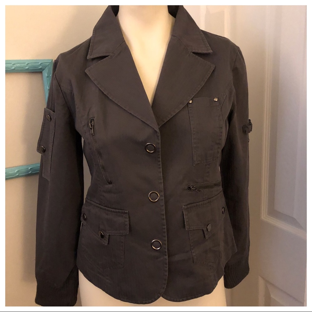Olive Green Military Utility Jacket Sz L